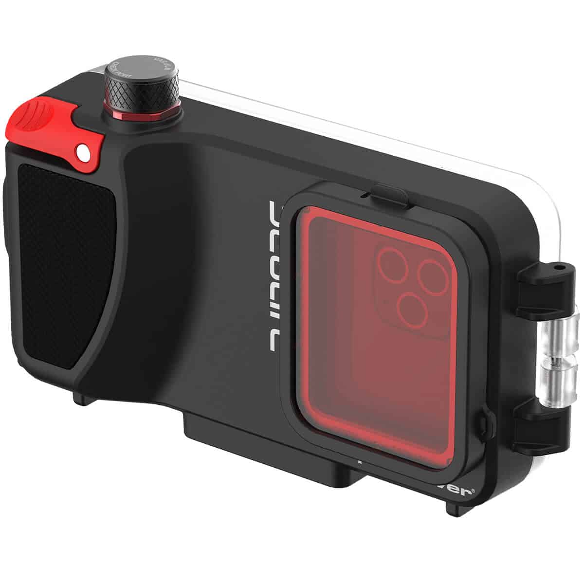 Sealife SPortDiver Housing With Red Filter Fitted Angle Views